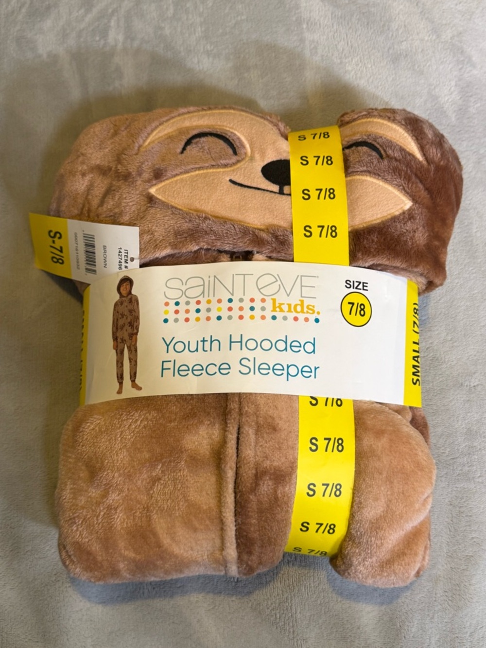 Saint Eve Kids Brown Youth Hooded Fleece Sleeper - Brown